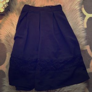 Express high waisted knee length lace skirt